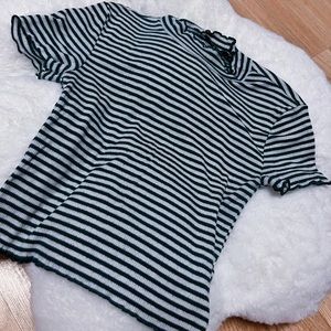 Forest Green and White Ribbed Tee